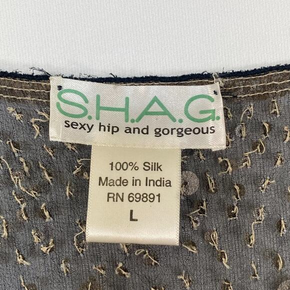 Vintage Shag Black Cream Sequin Embellished Blouse Top - Picture 16 of 16